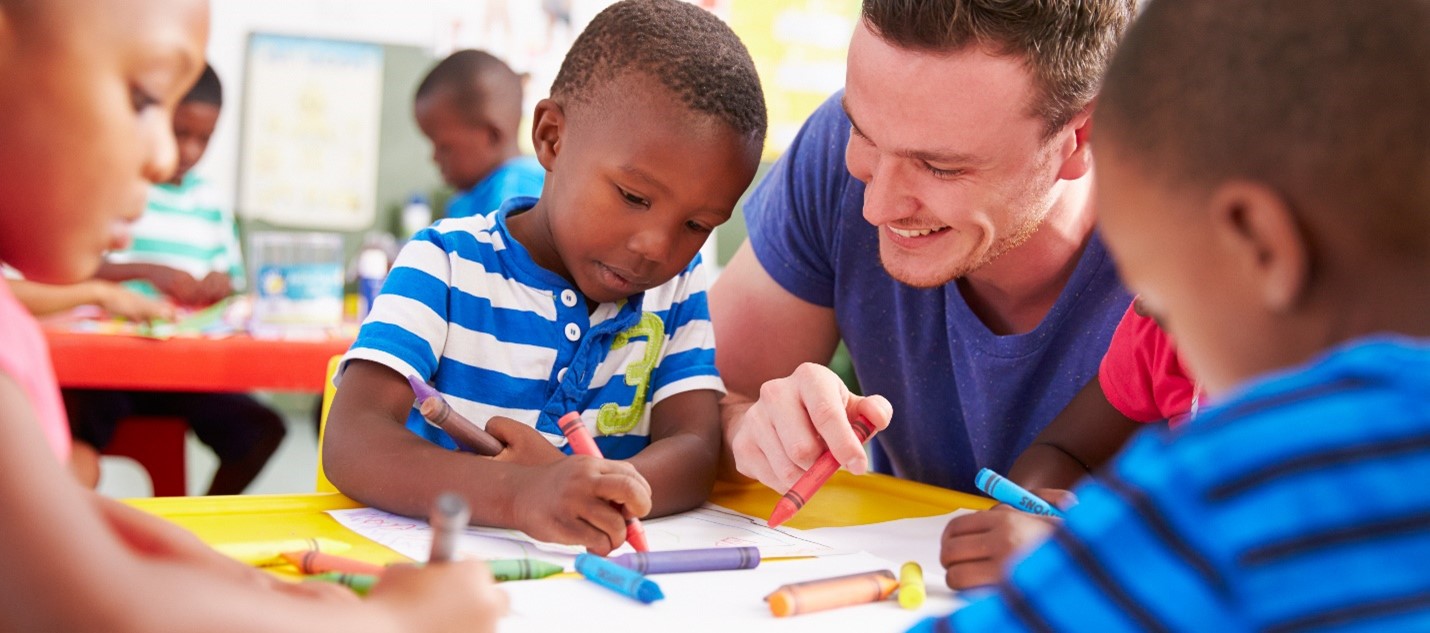 Male working with children